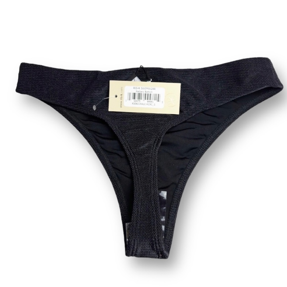 Ris-K Radiant Black Textured Bikini Bottoms